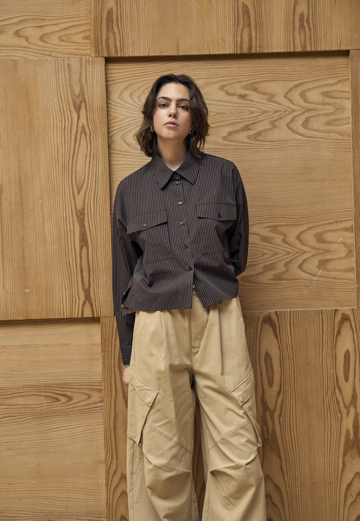Peppercorn PCSolveig Shirt Shirt 3960S Java Brown Stripe