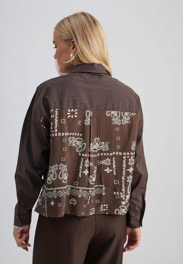 Peppercorn PCSolveig Shirt Shirt 3960S Java Brown Stripe
