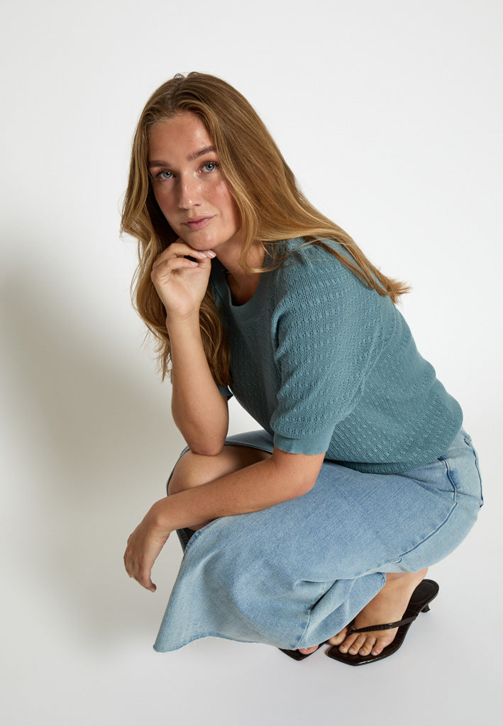Peppercorn PCTala Puff Knit Pullover Pullover 1521 Smoke Blue