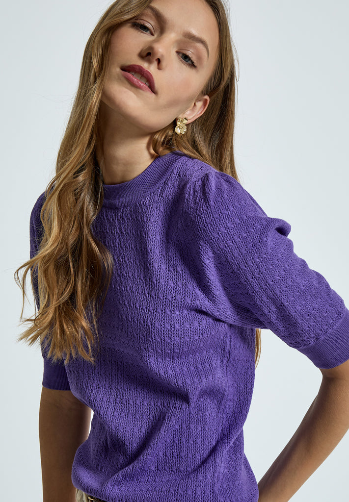 Peppercorn PCTala Puff Knit Pullover Pullover 7016 Purple Corallites