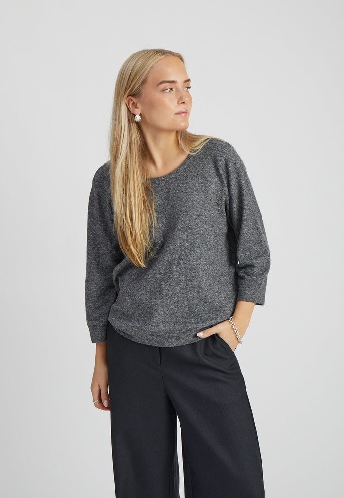 Peppercorn PCTalli RWS Lace Knit Pullover Pullover 127M Dark Grey Melange