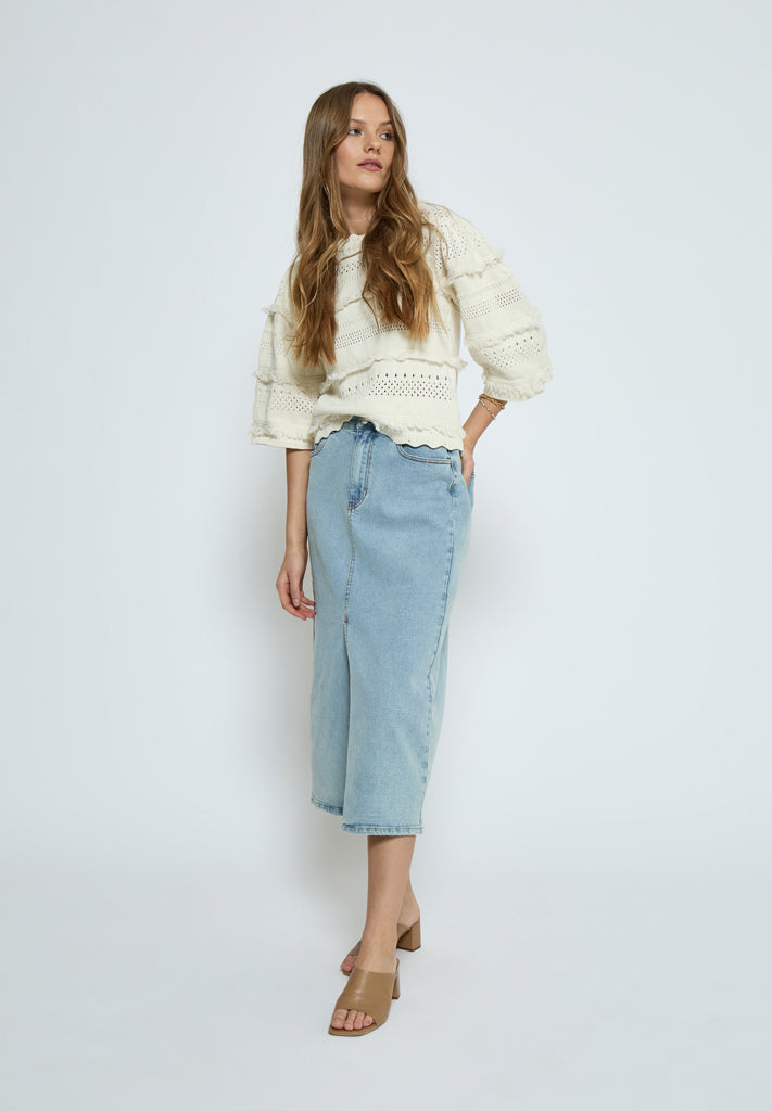 Peppercorn PCTamanna Balloon Knit Top Pullover 0011 Gardenia