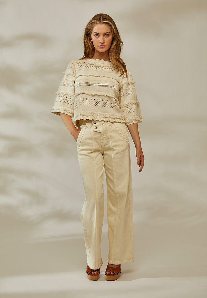 Peppercorn PCTamanna Balloon Knit Top Pullover 0011 Gardenia