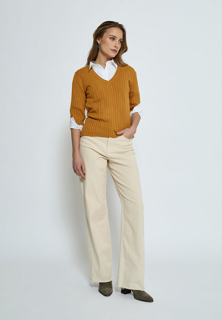 Peppercorn PCTana Rib Pullover Pullover 5019 Bone Brown