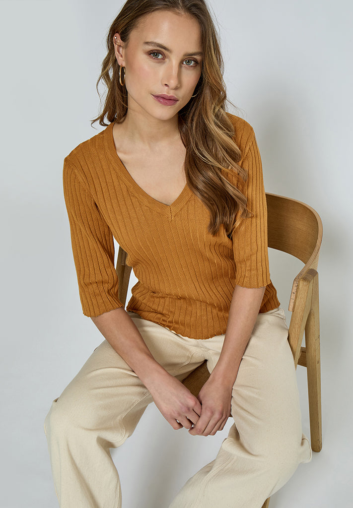 Peppercorn PCTana Rib Pullover Pullover 5019 Bone Brown