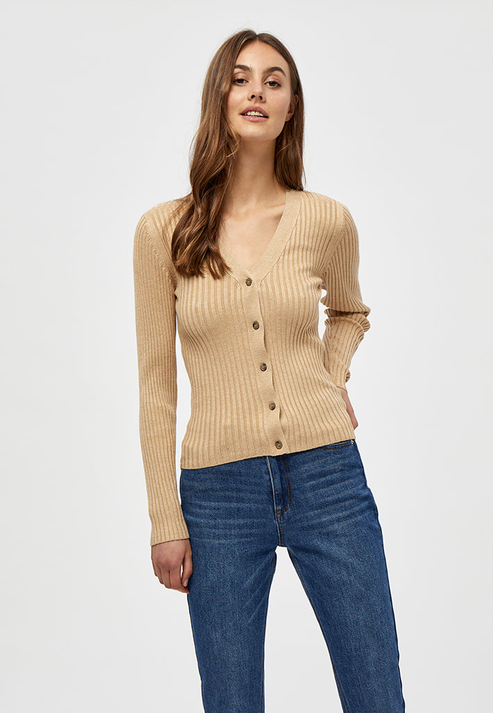 Peppercorn PCTana V Cardigan Cardigans 0273M Warm Sand Melange