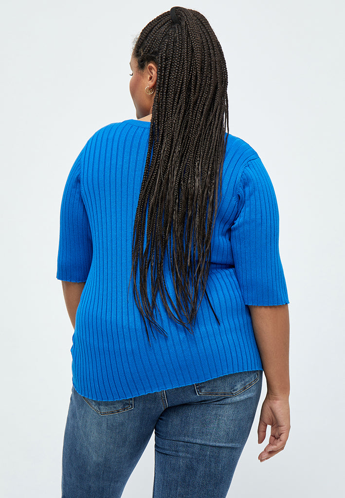 Peppercorn PCTana V Rib Pullover Curve Pullover 1009 Hawaiian Surf Blue