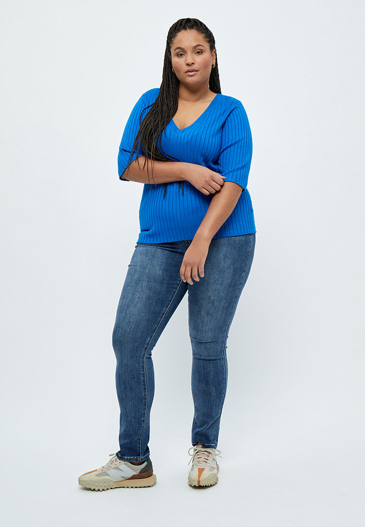 Peppercorn PCTana V Rib Pullover Curve Pullover 1009 Hawaiian Surf Blue