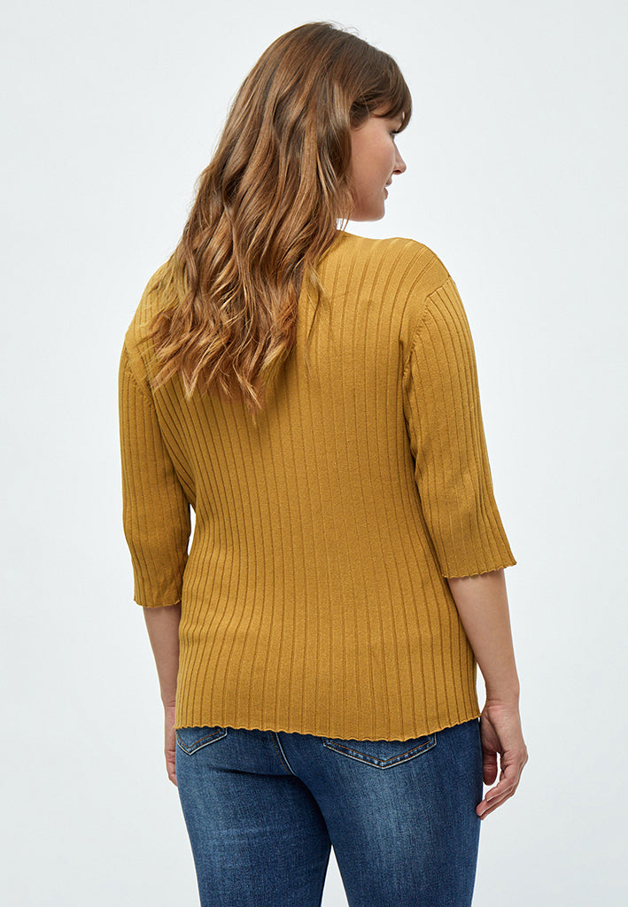 Peppercorn PCTana V Rib Pullover Curve Pullover 5017 Almond Brown
