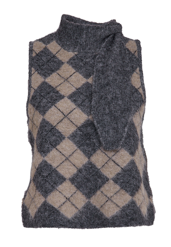 Peppercorn PCTanner GRS RWS Knit Vest Vest 9199C Grey Checked
