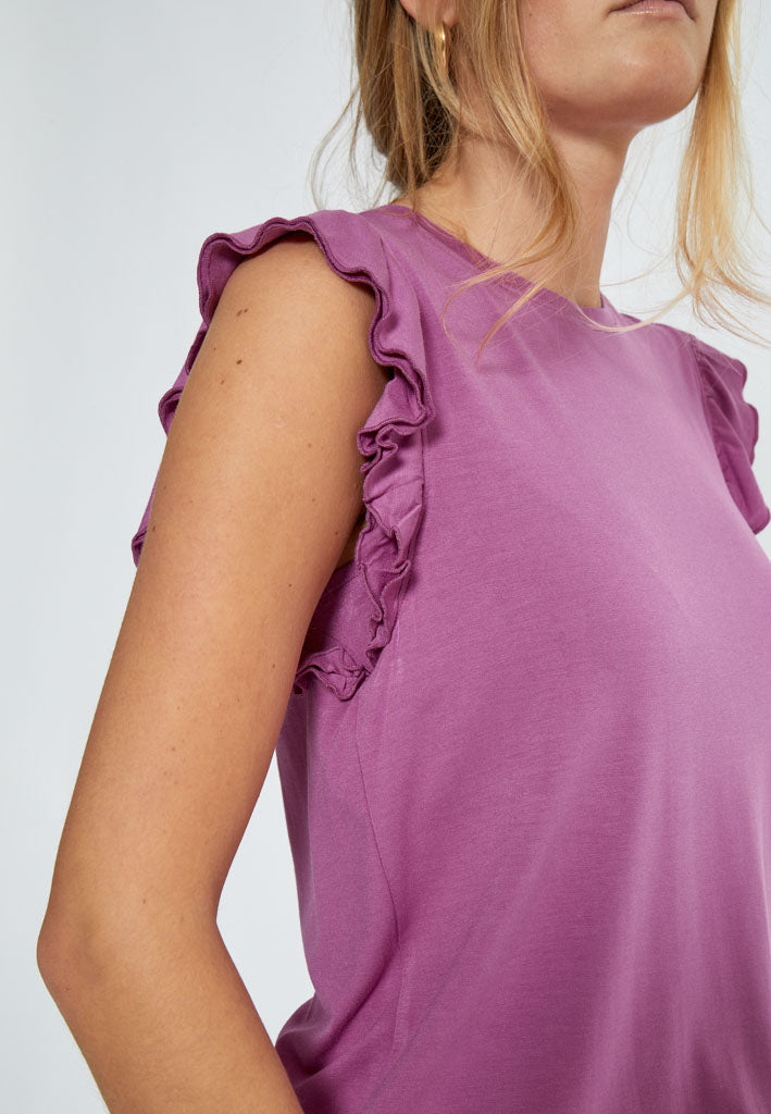 Peppercorn PCTemperence Ruffle Jersey Blouse T-Shirt 7002 Rosebud Pink