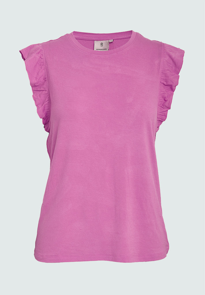 Peppercorn PCTemperence Ruffle Jersey Blouse T-Shirt 7002 Rosebud Pink