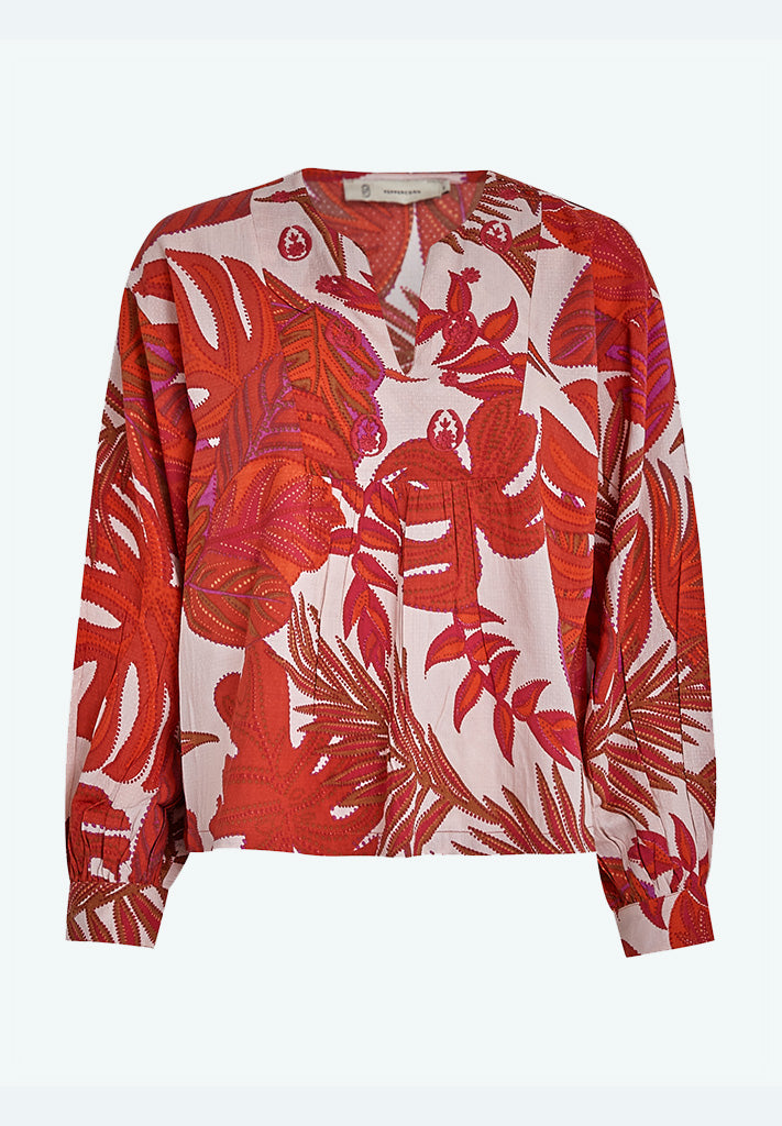 Peppercorn PCTilly V Blouse Blouse 4039P Virtual Pink Print