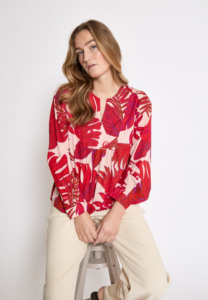 Peppercorn PCTilly V Blouse Blouse 4039P Virtual Pink Print