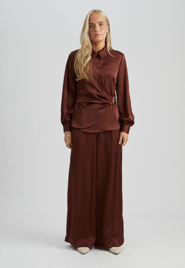 Peppercorn PCTina Pant Pant 4980MET Chocolate Bordeaux