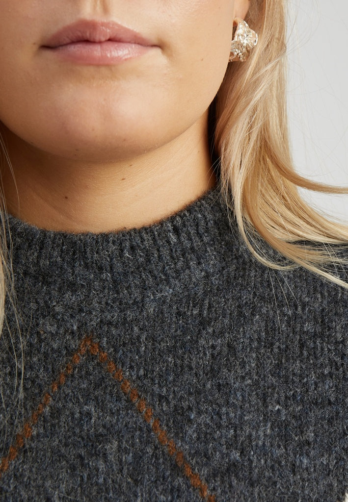 Peppercorn PCTirna RWS Jacquard Pullover Pullover 127 Dark Grey Mel. Check