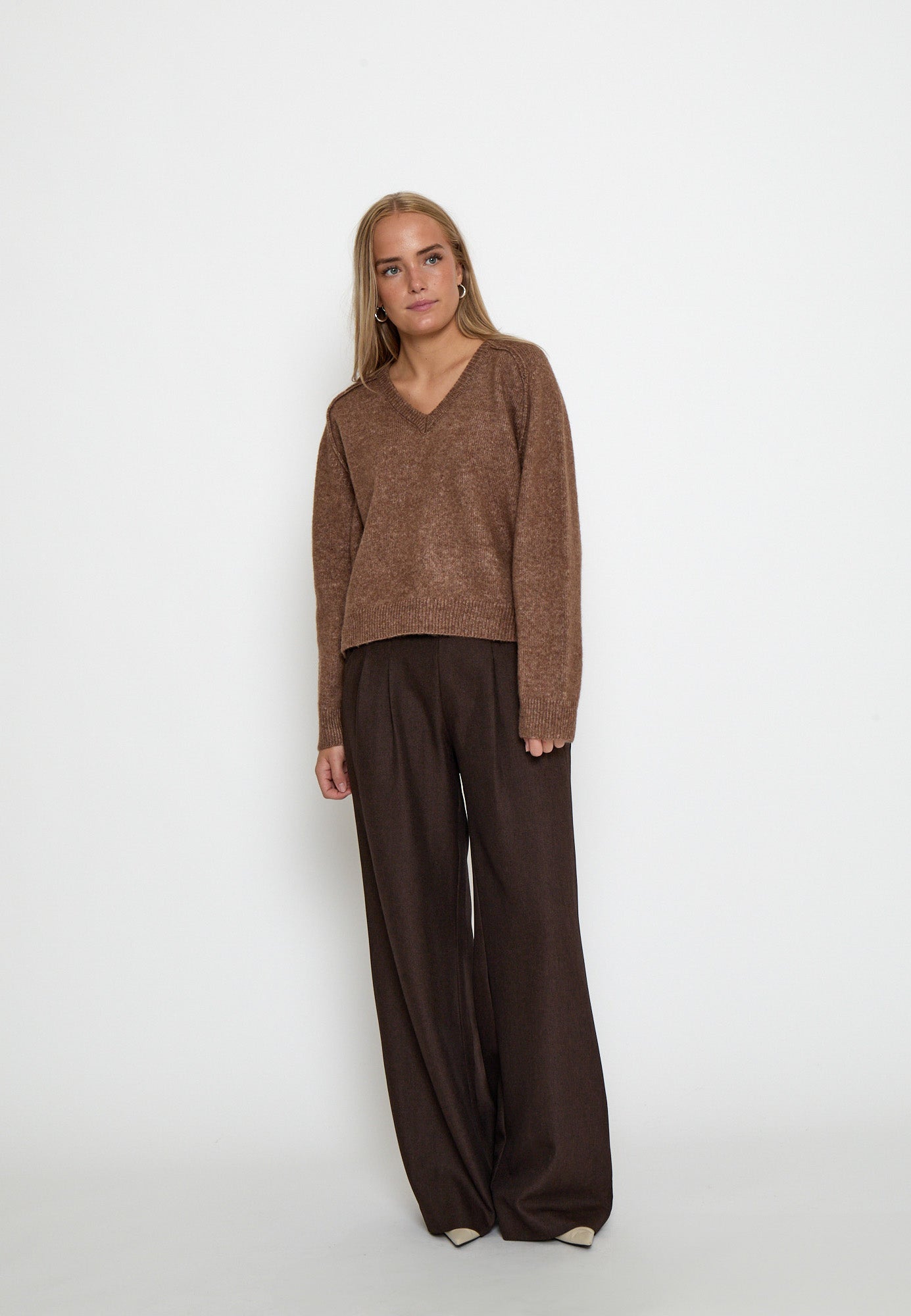Peppercorn PCTirna RWS V-neck Pullover Pullover 364M Walnut Melange