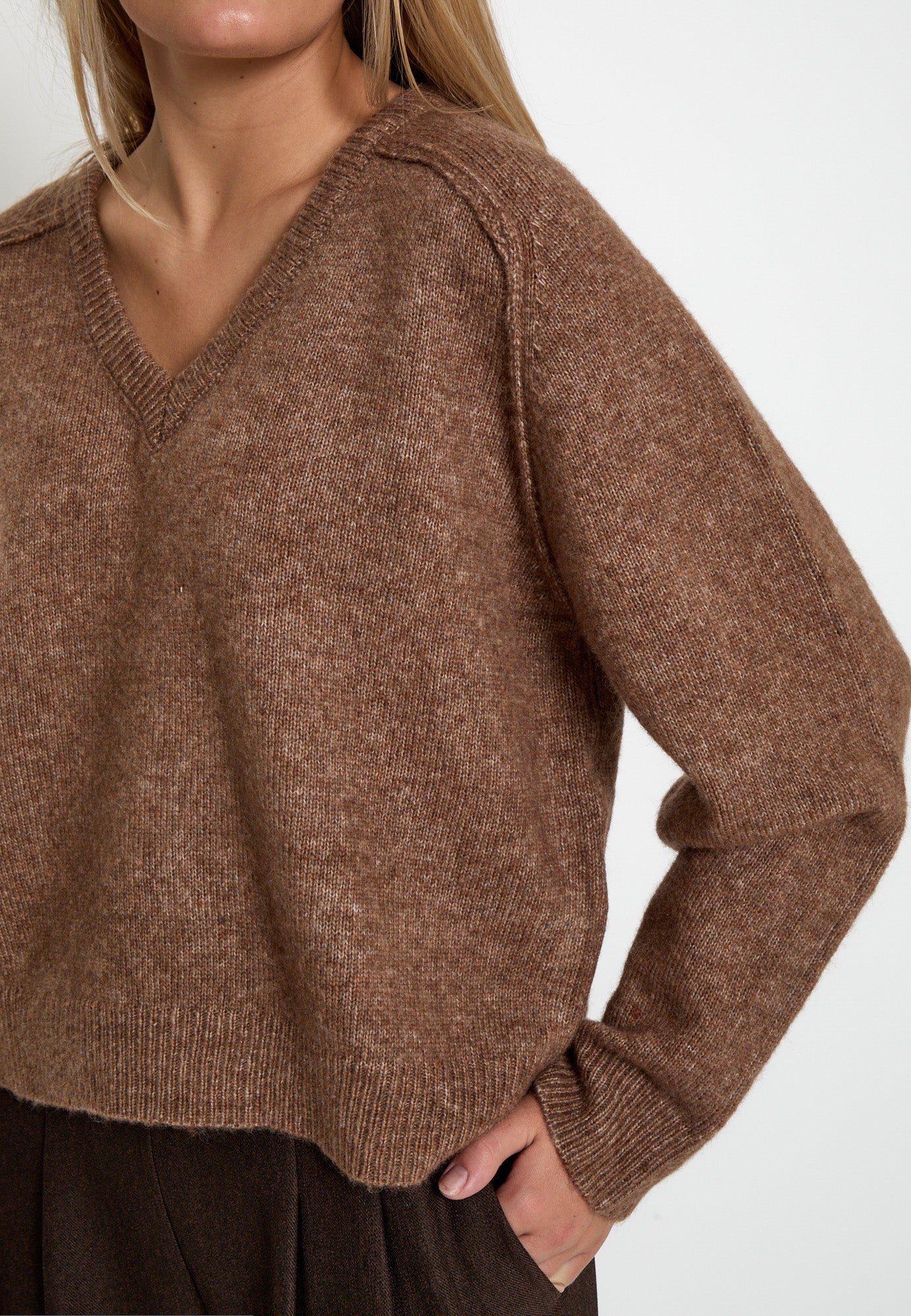 Peppercorn PCTirna RWS V-neck Pullover Pullover 364M Walnut Melange