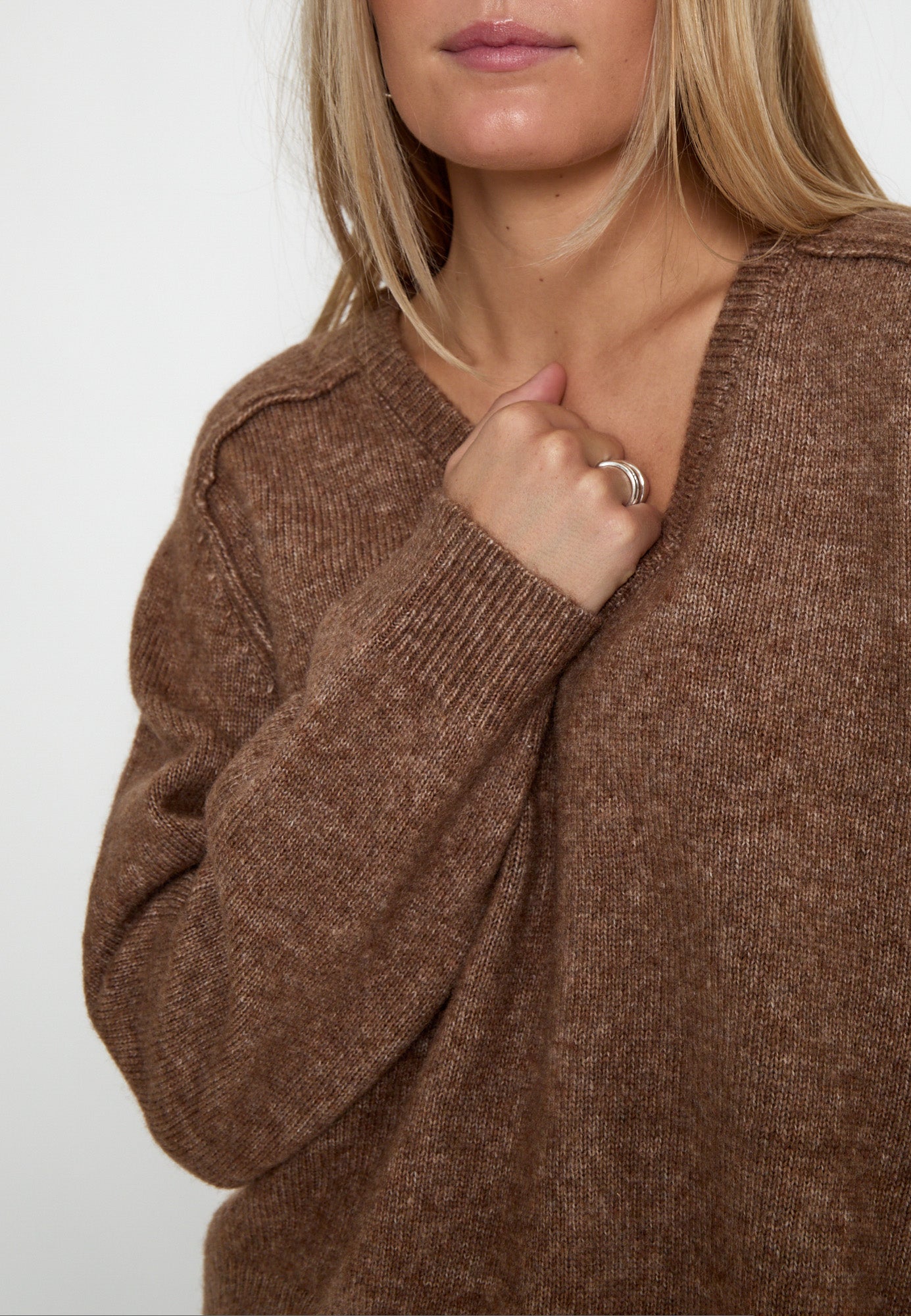 Peppercorn PCTirna RWS V-neck Pullover Pullover 364M Walnut Melange