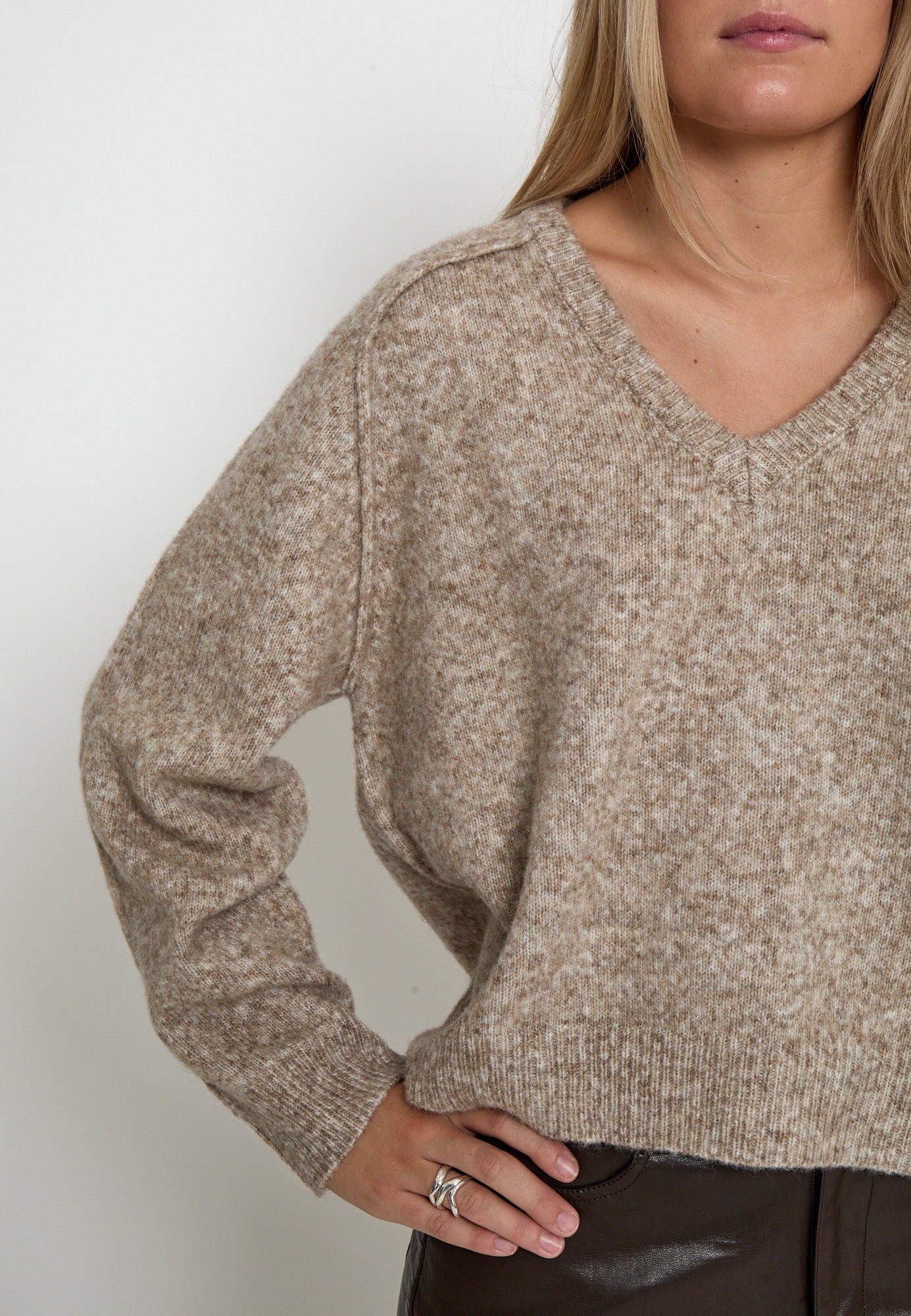 Peppercorn PCTirna RWS V-neck Pullover Pullover 5050M Toffee melange