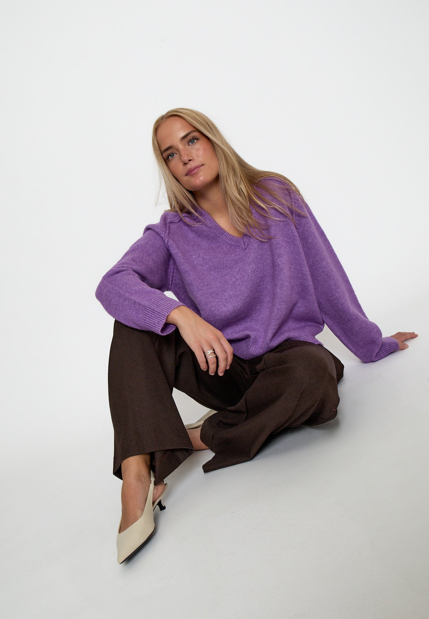 Peppercorn PCTirna RWS V-neck Pullover Pullover 7139M Bellflower melange