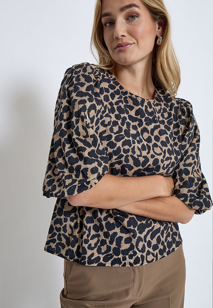 Peppercorn PCTyrell Leo Blouse Blouse 9168P Leopard Print