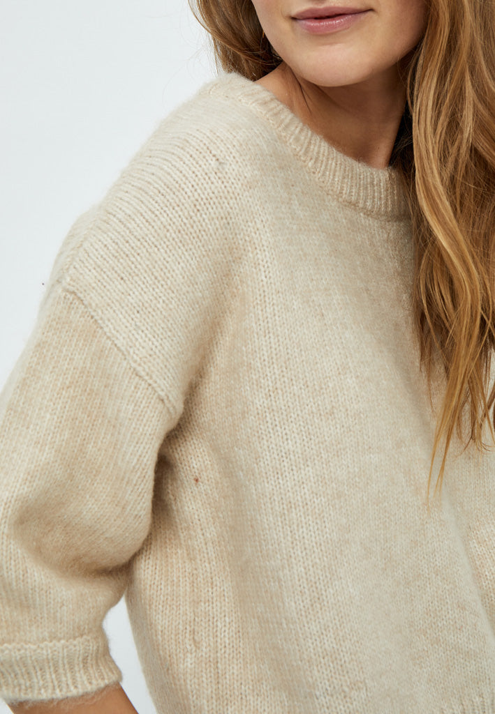 Peppercorn Pat GRS Half Sleeve Knit Pullover Pullover 0265M Sandshell Melange