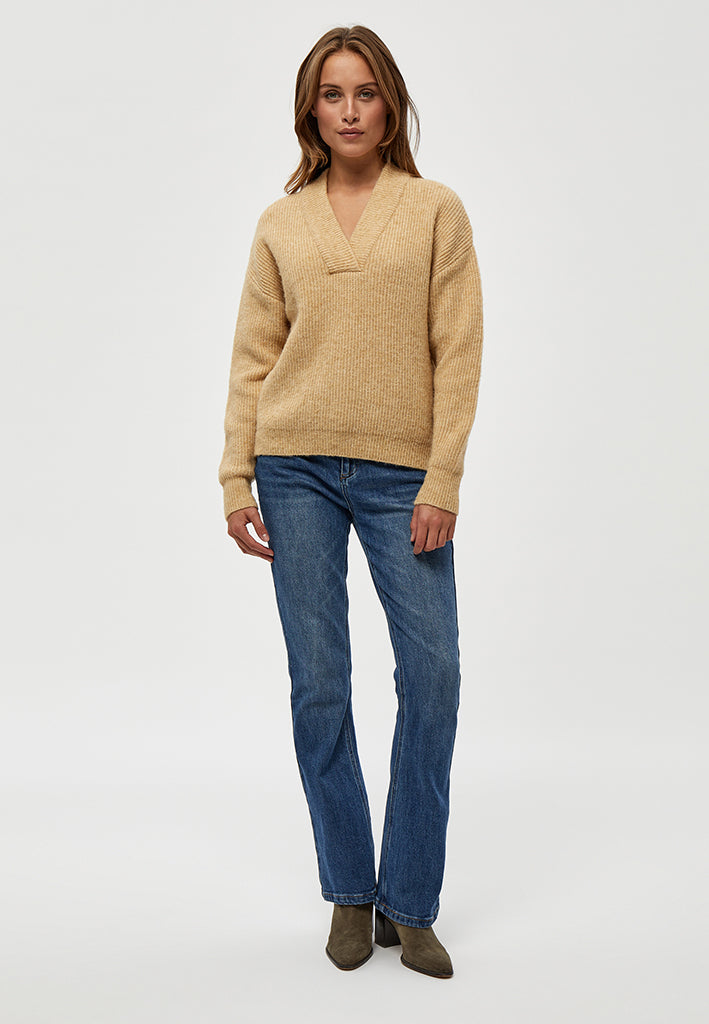 Peppercorn Penelope V-neck Pullover Pullover 0273M Warm Sand Melange