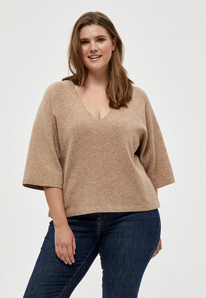 Peppercorn Rosalia Knit Pullover Curve Pullover 0273M Warm Sand Melange