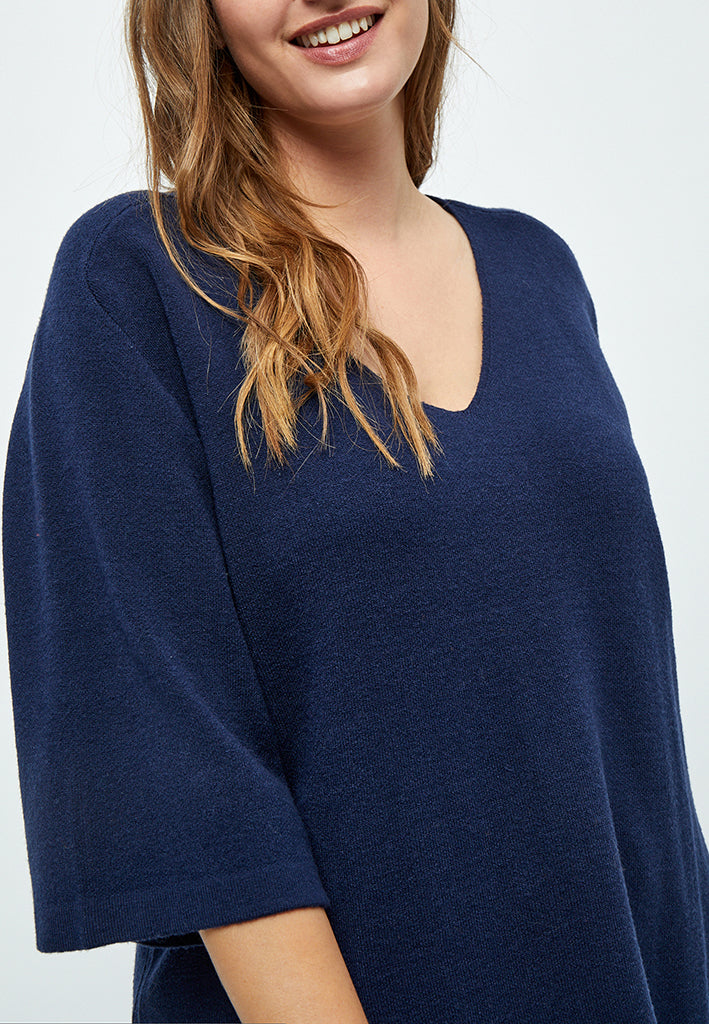 Peppercorn Rosalia Knit Pullover Curve Pullover 542 Black Iris Solid