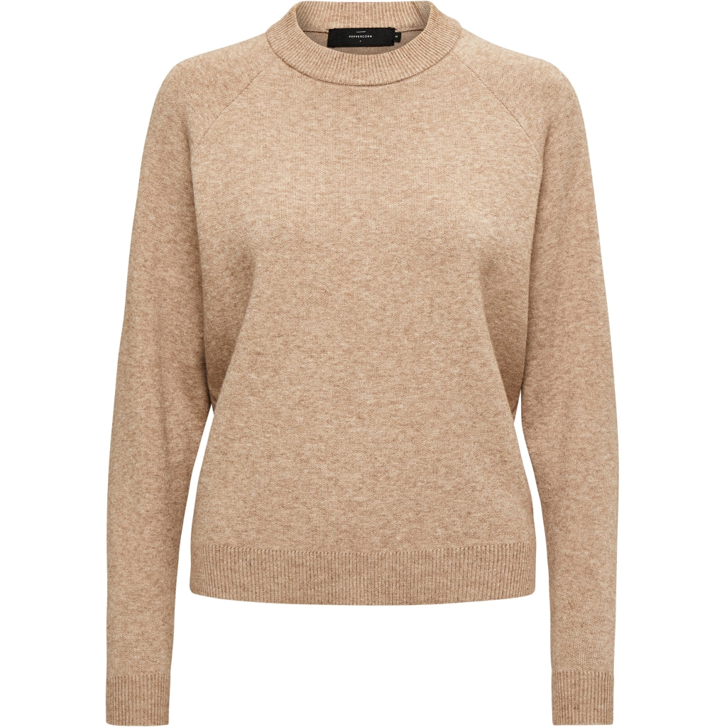 Peppercorn Rosalia Mock Neck Knit Pullover Curve Pullover 0020M Brazilian Sand Melange