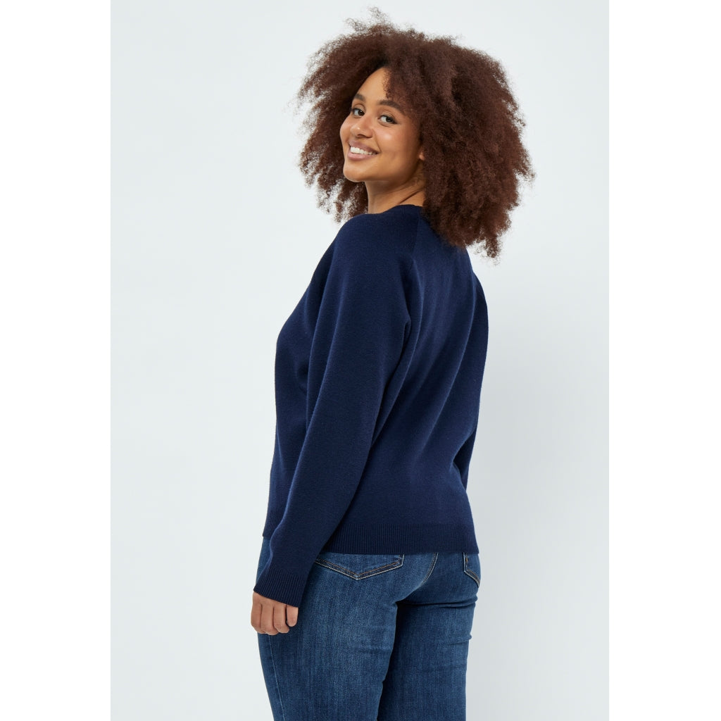 Peppercorn Rosalia Mock Neck Knit Pullover Curve Pullover 542 Black Iris Solid