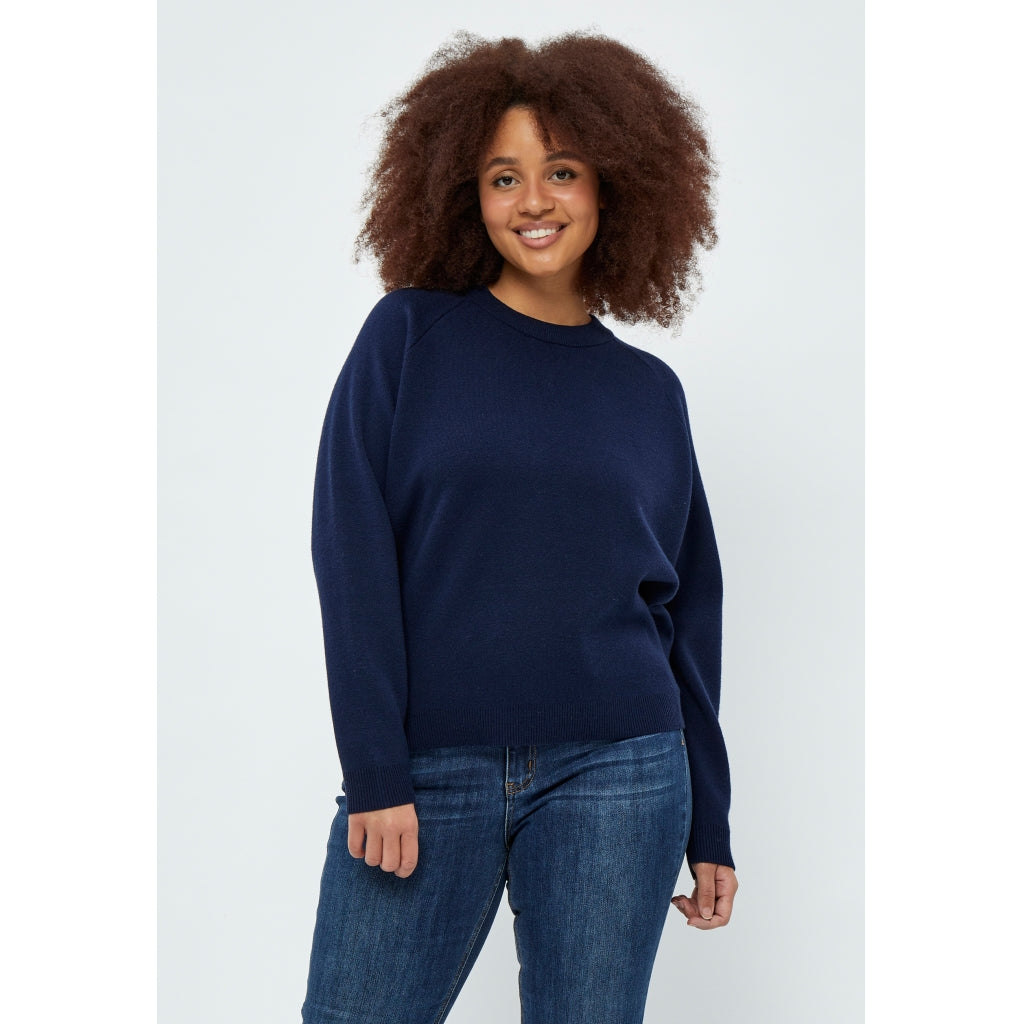 Peppercorn Rosalia Mock Neck Knit Pullover Curve Pullover 542 Black Iris Solid