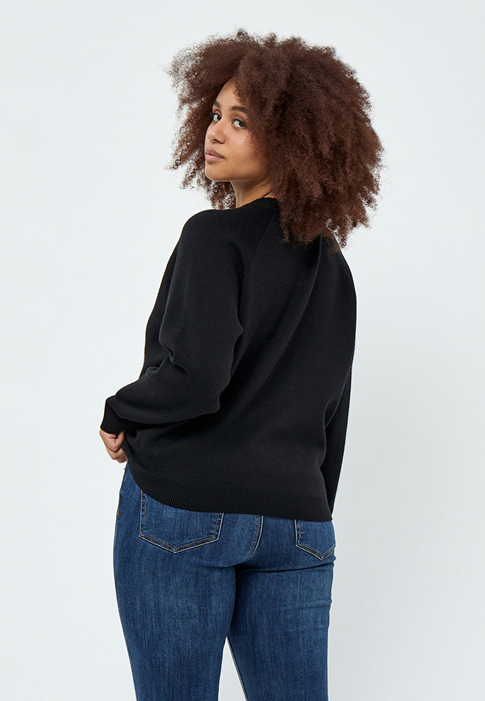 Peppercorn Rosalia Mock Neck Knit Pullover Curve Pullover 9000 Black