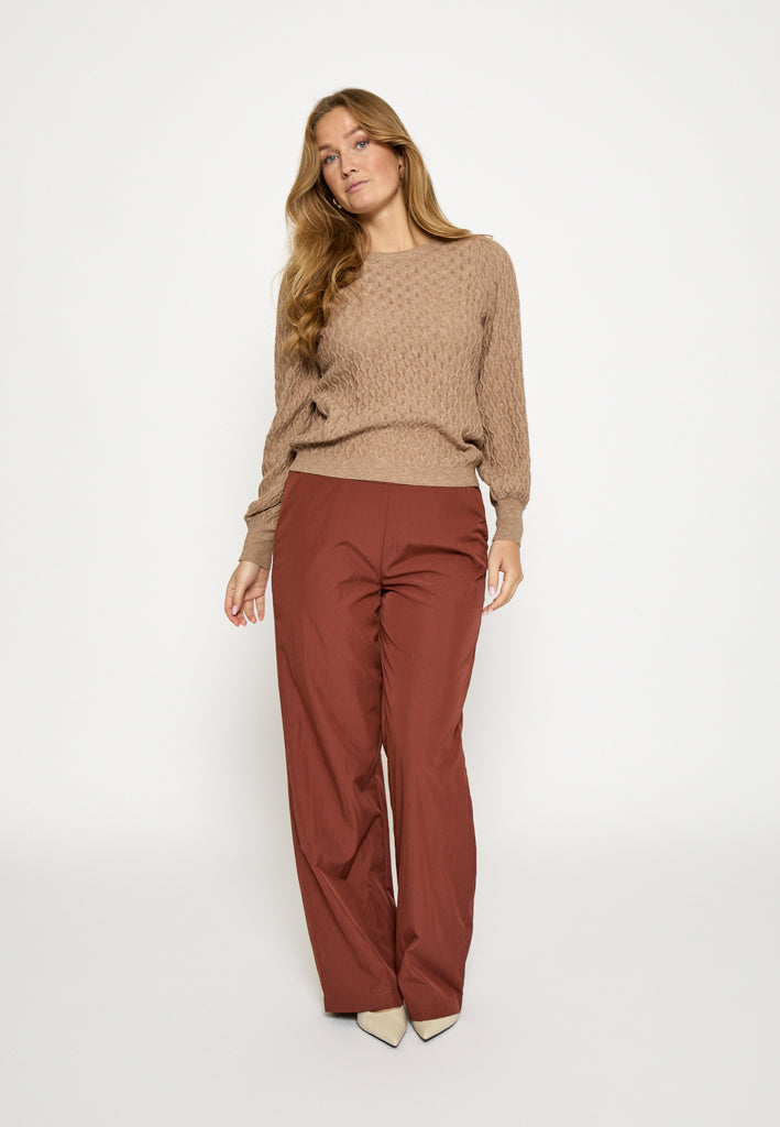 Peppercorn Rosalia Puff Sleeve Knit Pullover Pullover 0273M Warm Sand Melange