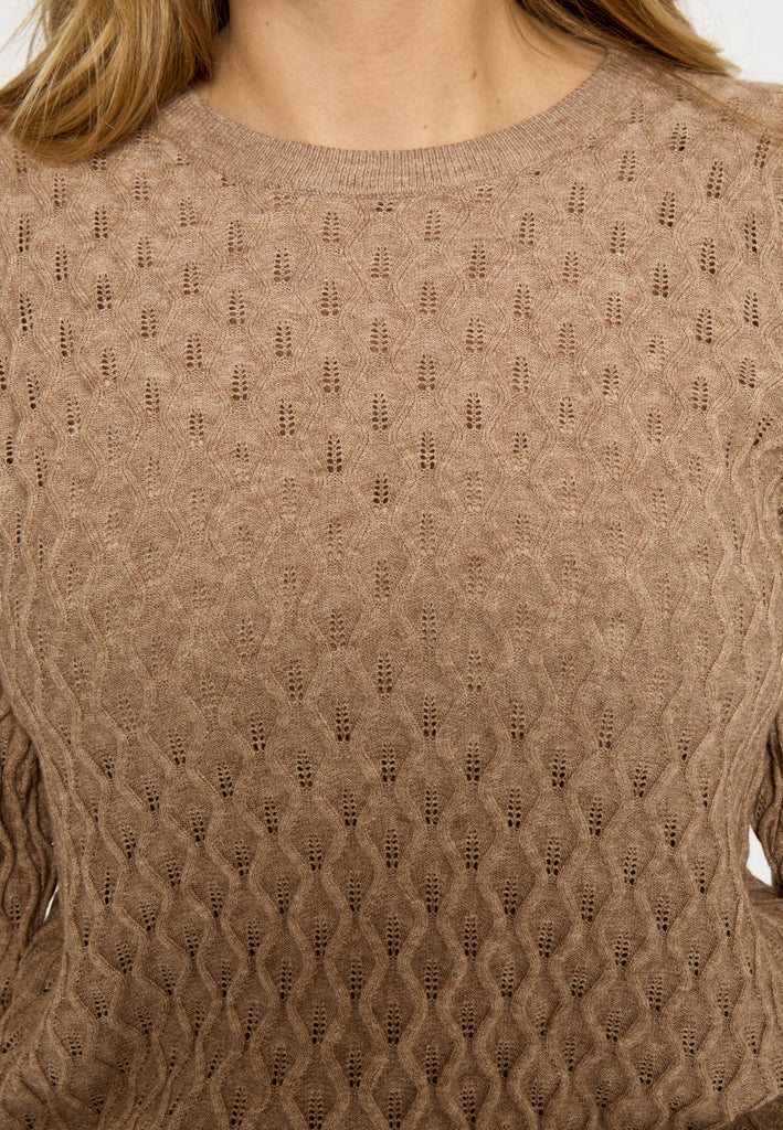 Peppercorn Rosalia Puff Sleeve Knit Pullover Pullover 0273M Warm Sand Melange
