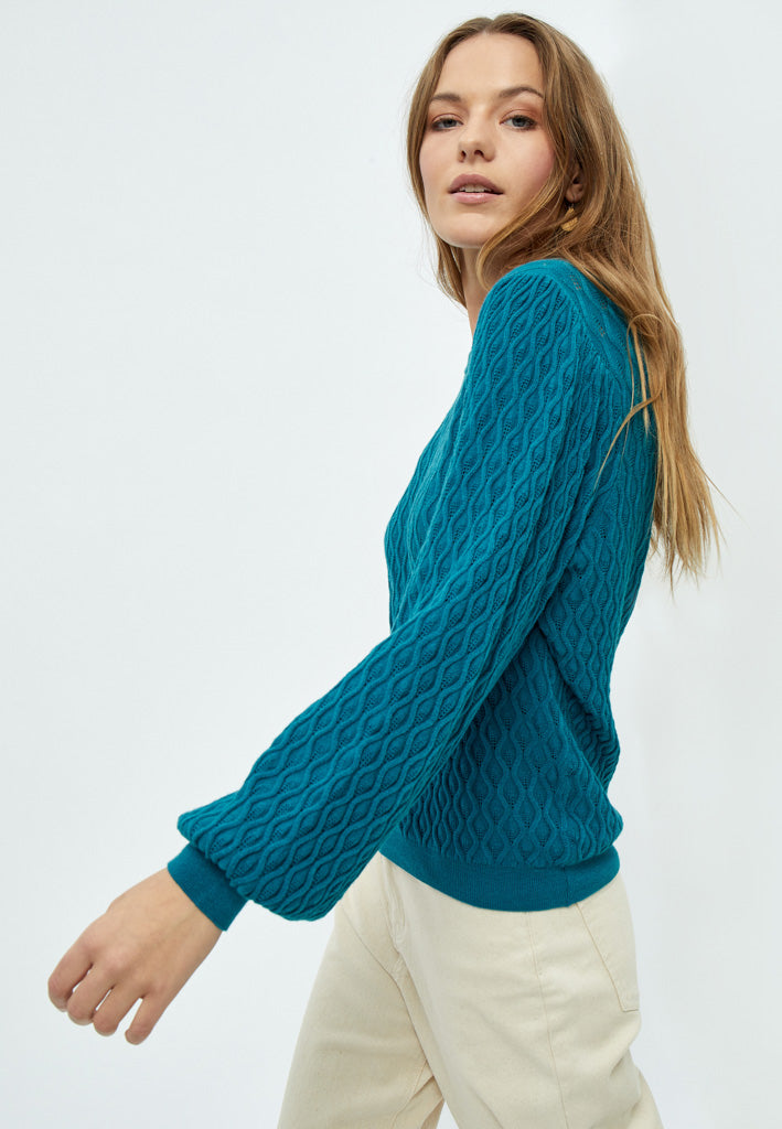 Peppercorn Rosalia Puff Sleeve Knit Pullover Pullover 2114 Ocean Depths