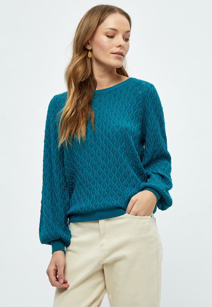 Peppercorn Rosalia Puff Sleeve Knit Pullover Pullover 2114 Ocean Depths