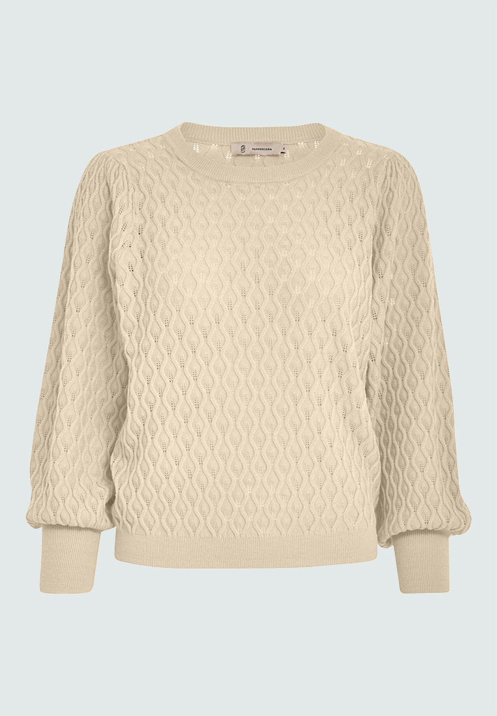 Peppercorn Rosalia Puff Sleeve Knit Pullover Pullover 2206 Fog Sand