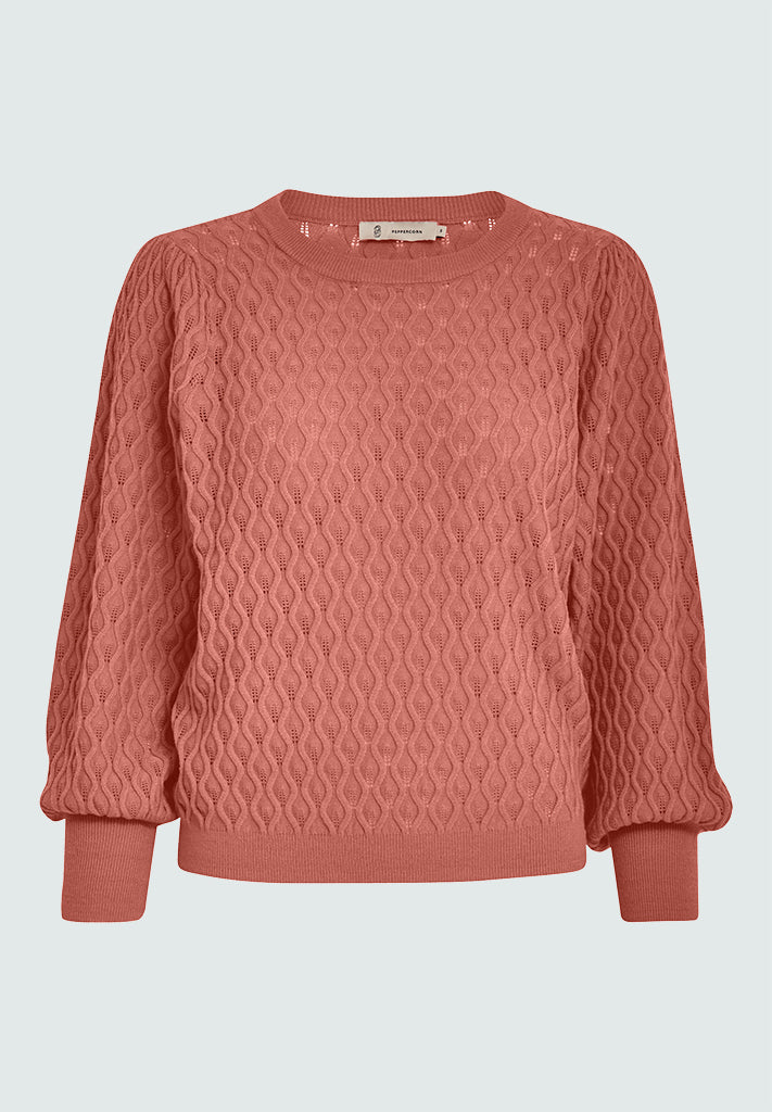 Peppercorn Rosalia Puff Sleeve Knit Pullover Pullover 4201 Dusty Cedar Red