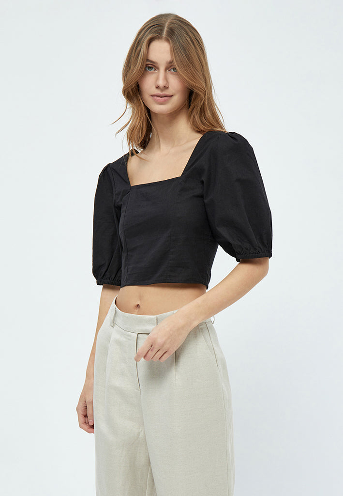 Minus Shelba Linen Bluse Bluser Sort