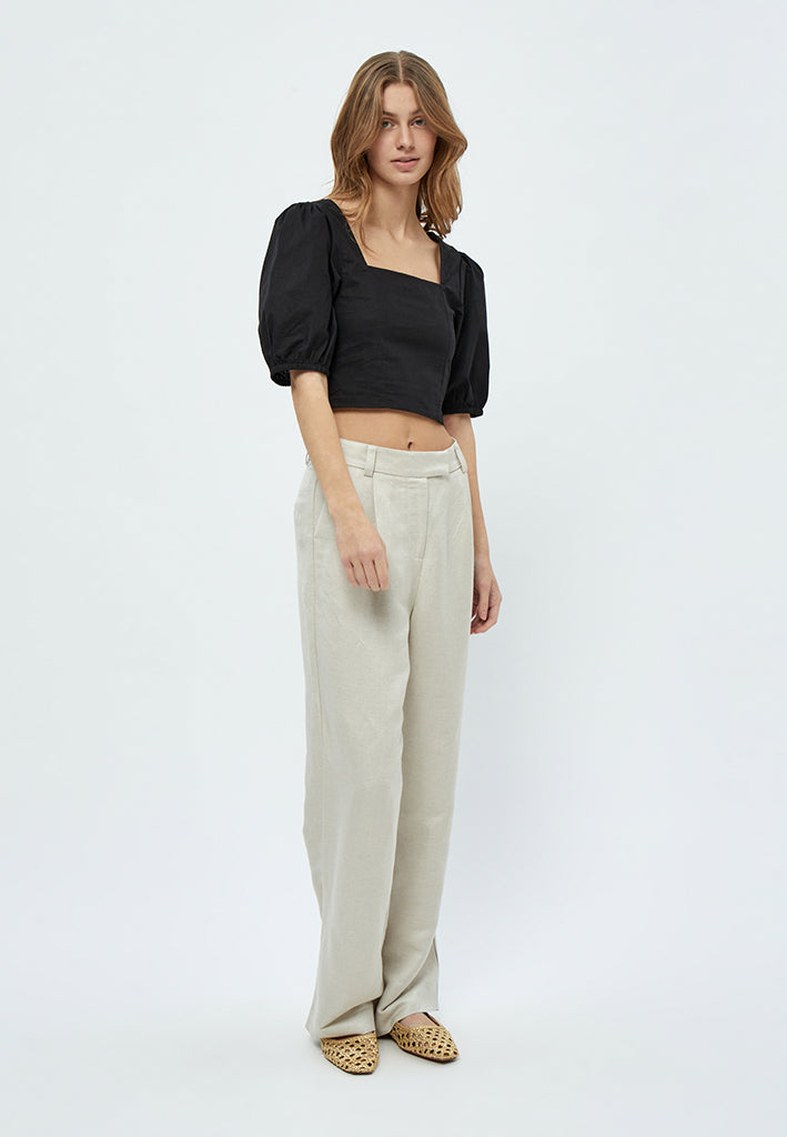 Minus Shelba Linen Bluse Bluser Sort