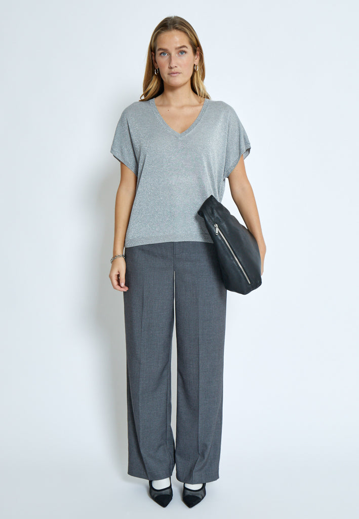 Minus Carlina Knit T-Shirt T-Shirt 112MET Light Grey Metal.