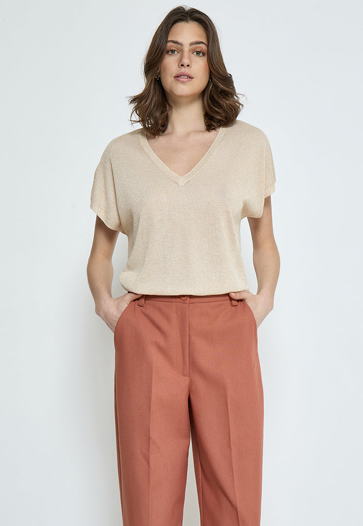 Minus Carlina Knit T-Shirt T-Shirt 348MET Medal gold Metallic