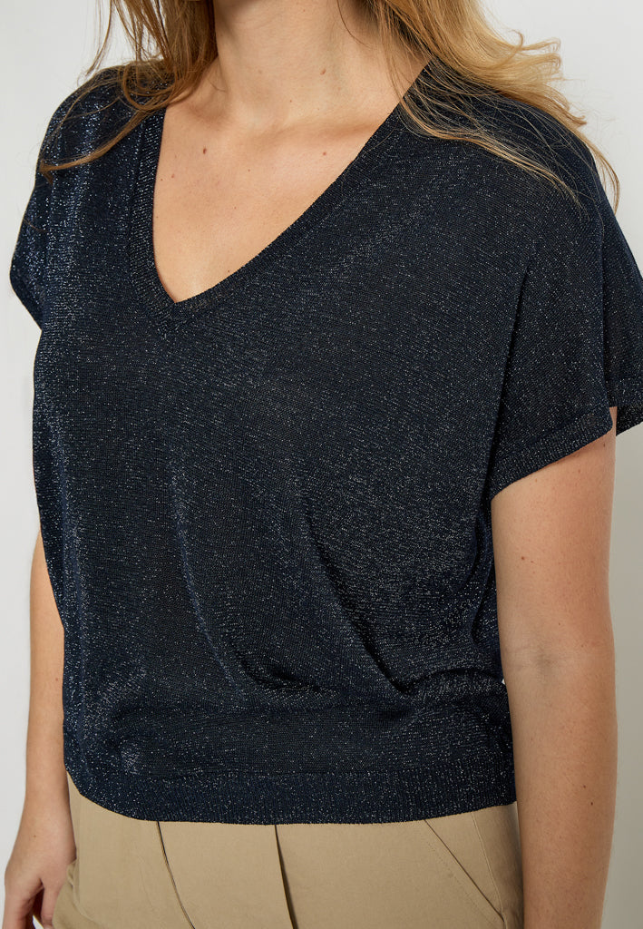 Minus Carlina Knit T-Shirt T-Shirt 5270MET Black iris Metal.