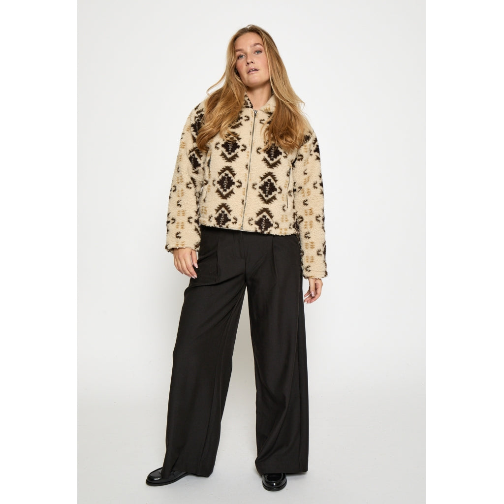 Peppercorn Caroline Collar Fleece Jacket Jacket 2206P Fog Sand Print