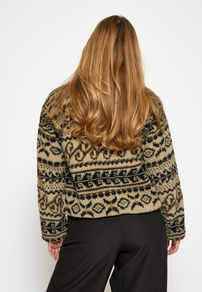 Peppercorn Caroline Fleece Half Zip Jacket Jacket 0202P Whitecap Cream Print