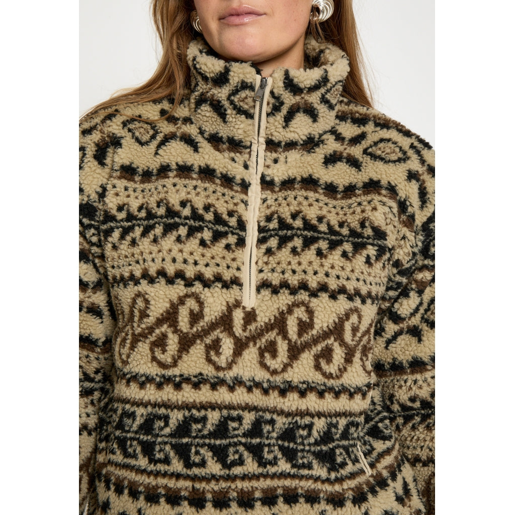 Peppercorn Caroline Fleece Half Zip Jacket Jacket 0202P Whitecap Cream Print