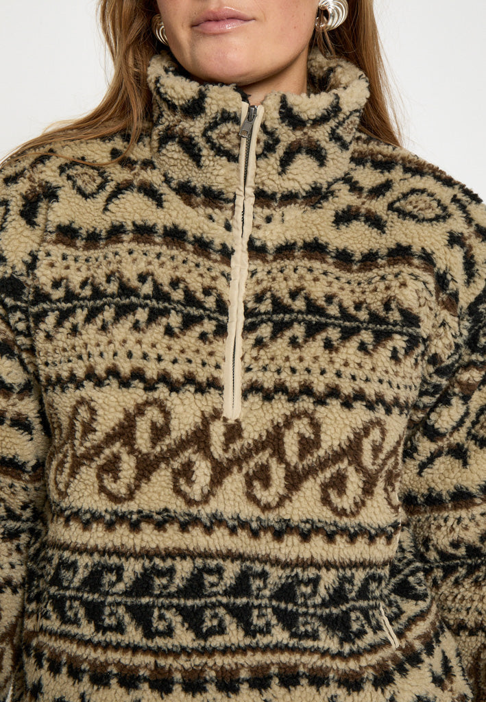 Peppercorn Caroline Fleece Half Zip Jacket Jacket 0202P Whitecap Cream Print