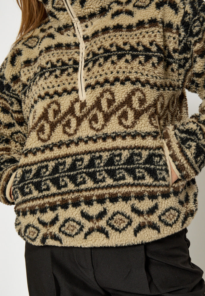 Peppercorn Caroline Fleece Half Zip Jacket Jacket 0202P Whitecap Cream Print